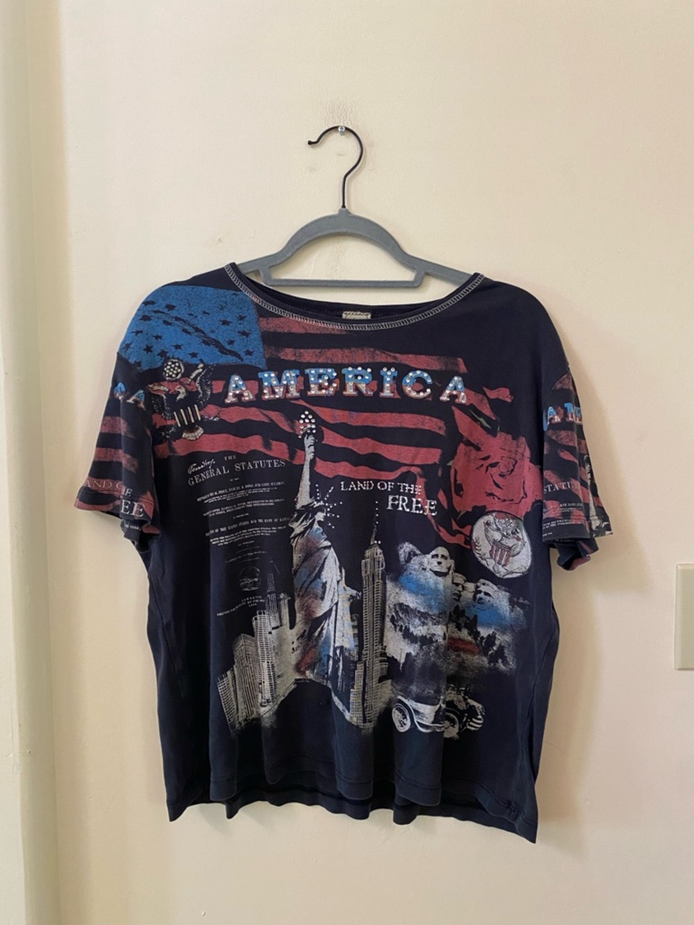 Jess & Jane Usa America Land Of The Free Rhinestone Embellished Tee